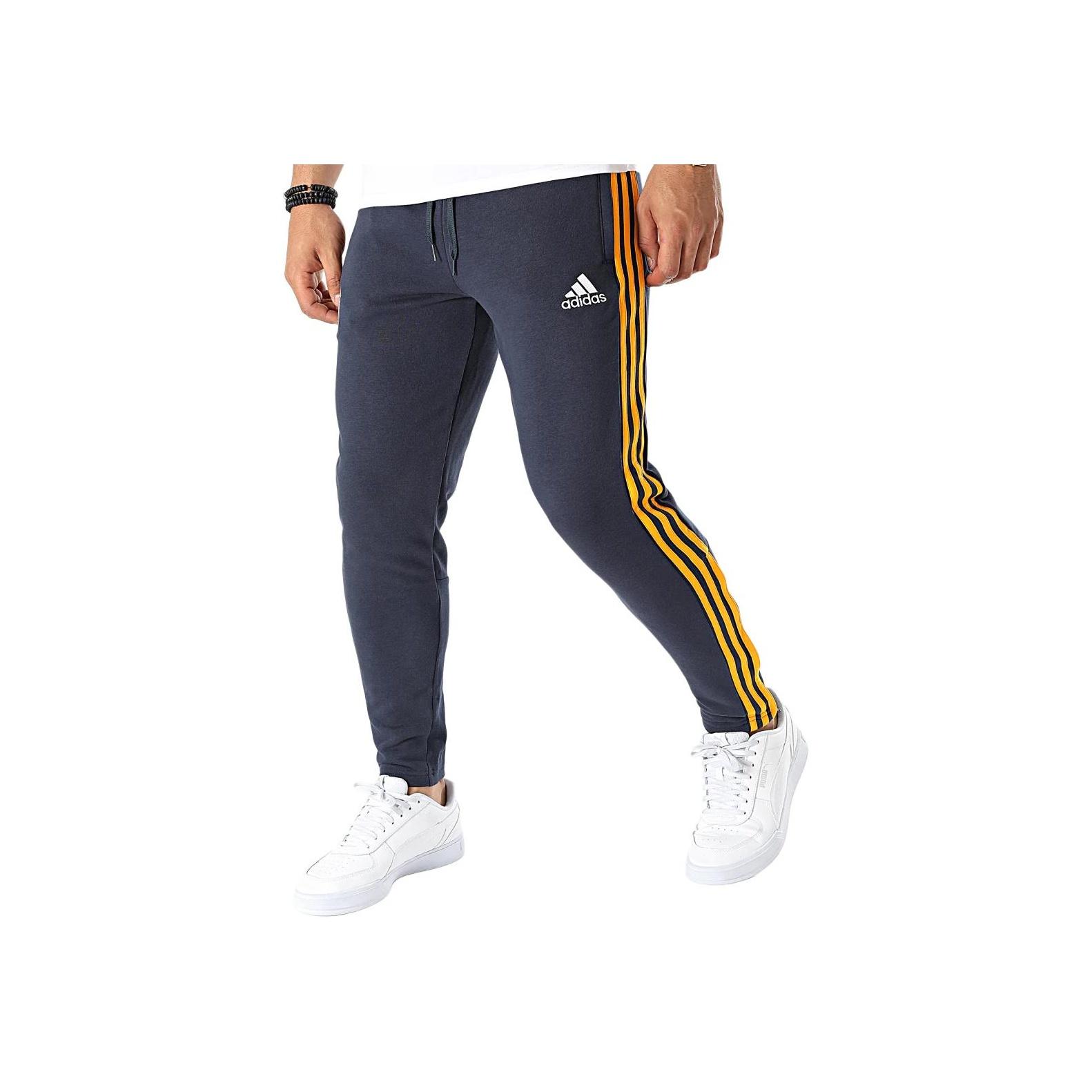 

Adidas Logo Stripe Lace-Up Knitted Sports Pants Men bottoms Navy-Blue HU1186 S