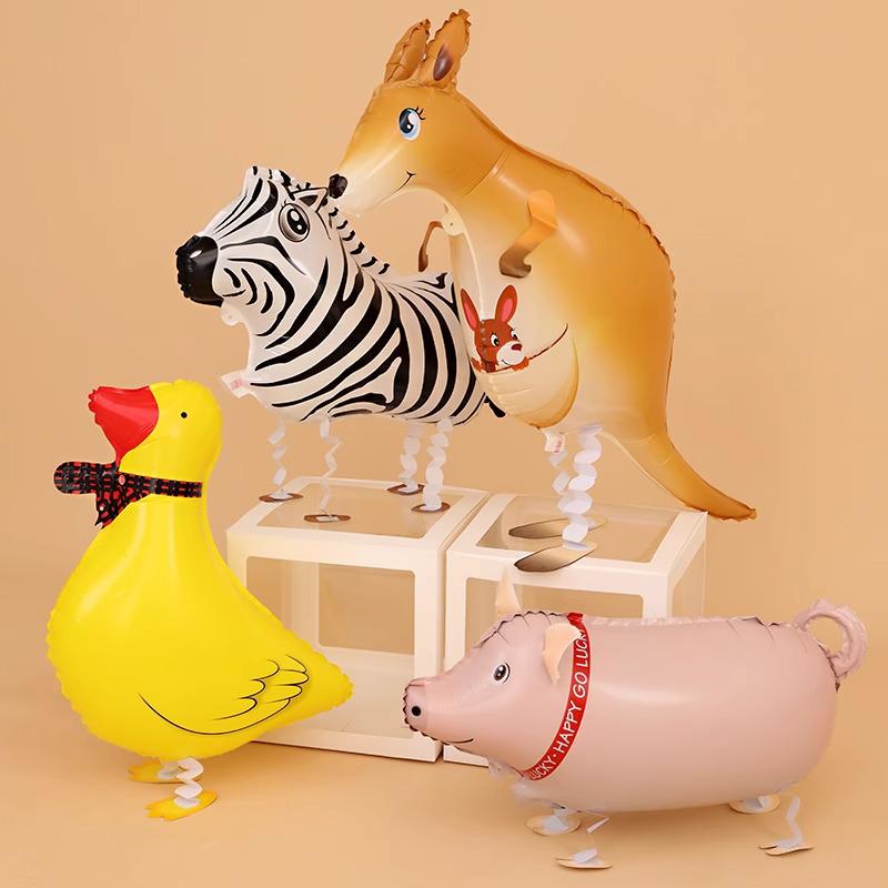 Cartoon Animal Walking Balloons: Duck & Pig for Birthday Decorations or Night Market Promotions