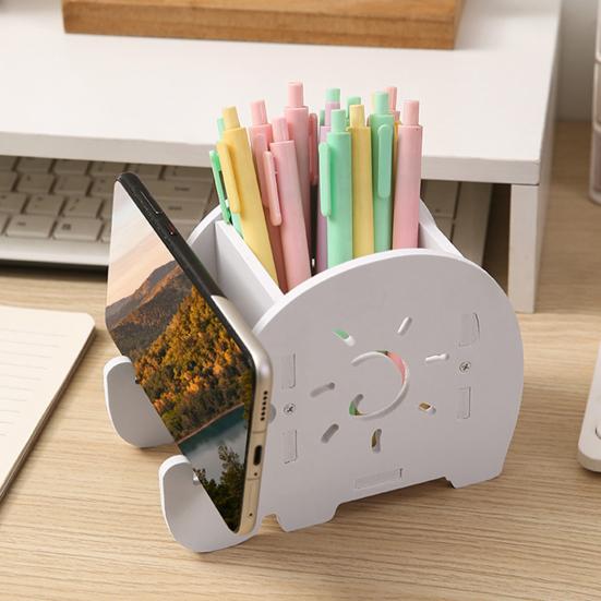 Xiaobudian Elephant Pencil Holder, Creative Phone Stand, Practical Storage Box, Desktop Organizer for Pens Makeup Brushes, Home Office Supplies