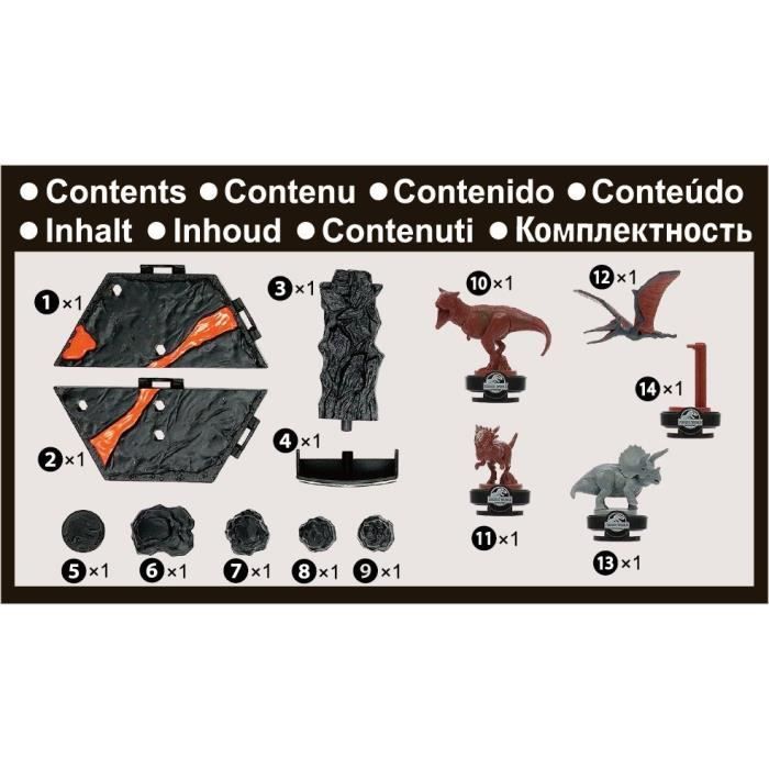 Jeu d'Équilibre - EPOCH GAMES - Jurassic World Volcano Quake - Dinosaures Sur Plateforme, Dernier En Place Gagne !