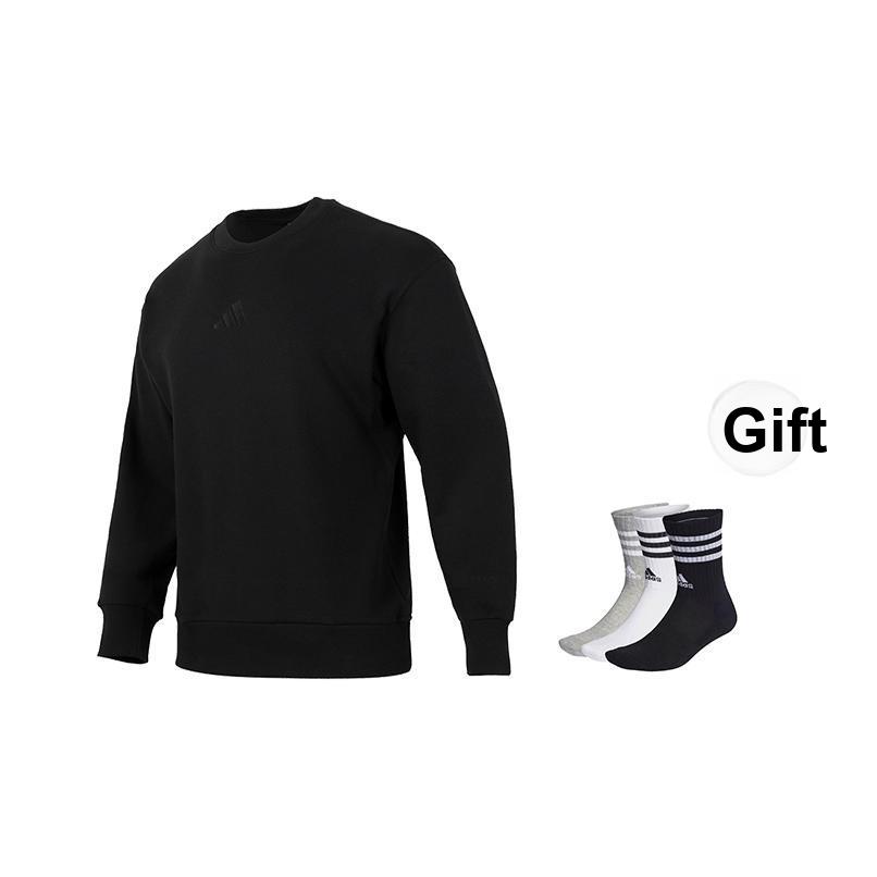 adidas Felpa da Uomo a Maniche Lunghe con Logo Monocolore e Colletto a Coste Testurizzato Nero IX1261