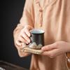Susi Hand-Painted Ceramic Landscape Tea Set with Beam Handle Pot (1 Pot, 6 Cups)