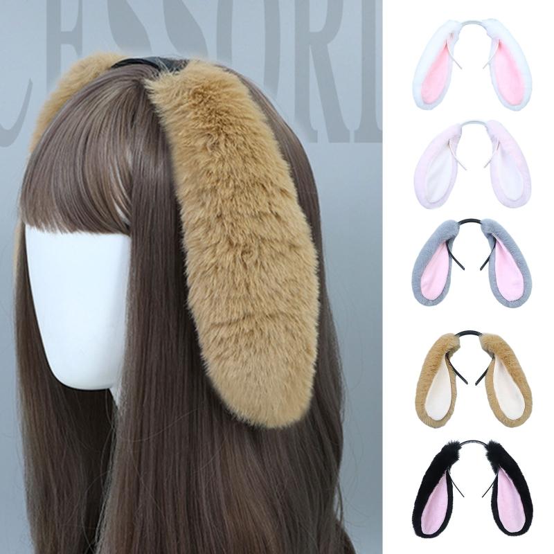 Modisches Stirnband Cartoon Kopfschmuck Plüsch Lange Hasenohren Haarreif Haaraccessoires für Frauen Mädchen Treffen