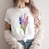 Women Tshirt Cartoon Purple Flower Floral 2025 Summer Spring T Shirt Female Clothes Graphic 90S Aesthetic Kawaii Tee Tops Lady