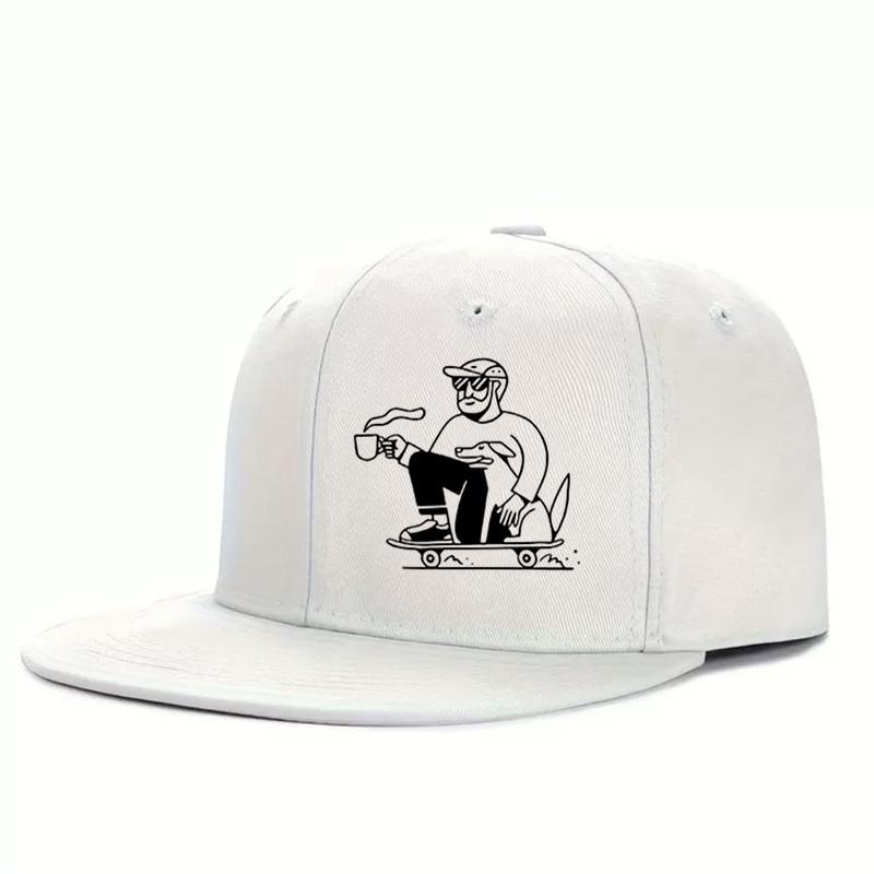 

Skateboarder Coffee Dog Graphic Baseball Cap Polyester Casual AllSeason Snapback Hat for Adults One Size