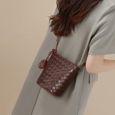 Handytasche Damen Tasche Sommer Schulter Messenger Tasche Eimertasche Mode Pendler Diamantgewebte Tasche