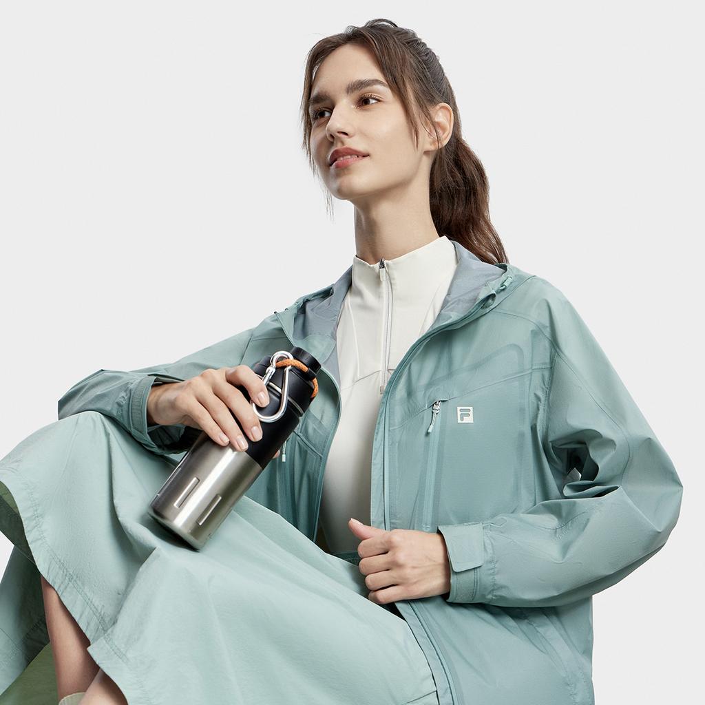 Fila 2023 Autumn New Loose Woven Hooded Sports Outdoor Lightweight Jacket Women Jackets Blue-Mist Mustard A11W337702F-DG