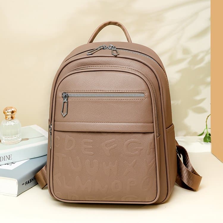 Letter embossed backpack large capacity student backpack
