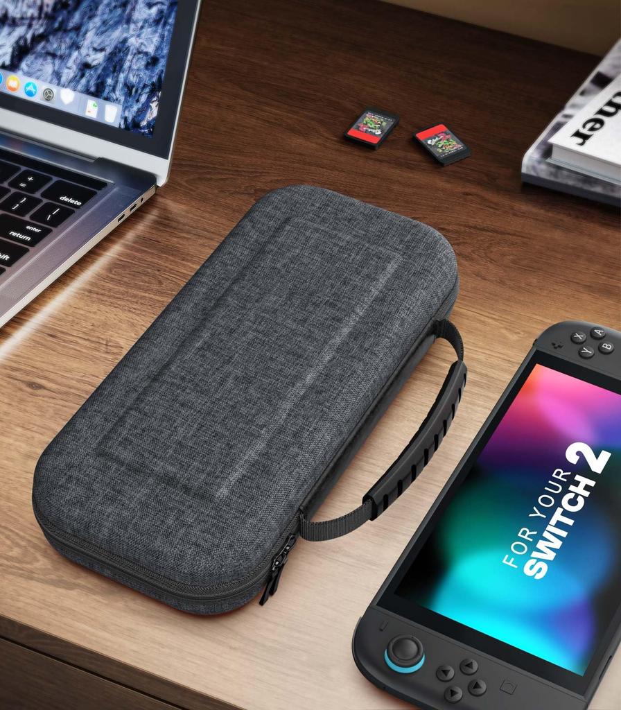 MoKo Switch 2 2nd Generation Protective Carrying Storage Oxford Fabric with EVA Holds 10 Soft and Other Small Full Large Precision Fixed Easy to Gray