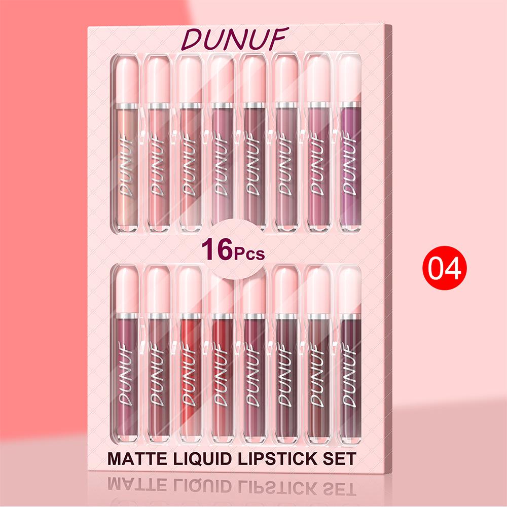 DUNUF 16-Piece Waterproof, Long-Lasting Lip Gloss Set - Non-Staining Lip Glaze