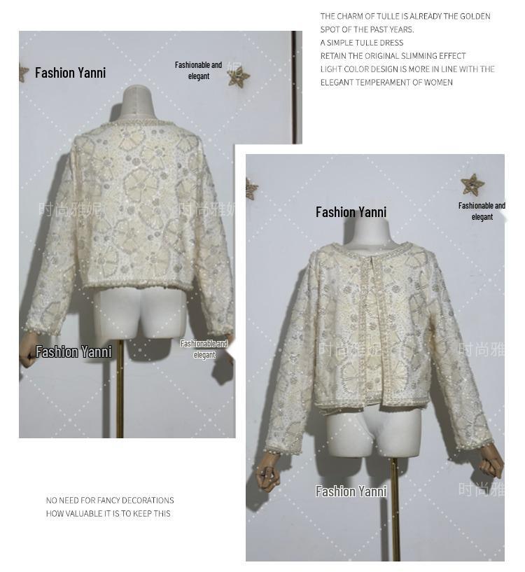 Evropský a americký styl flitrová perlová květinová vesta, sukně a kardigan set