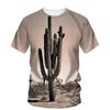 Plantas de Verão Cacto Estampa 3D Camisetas Streetwear Moda Masculina Casual Oversized Gola O Manga Curta Camiseta Tops Roupas