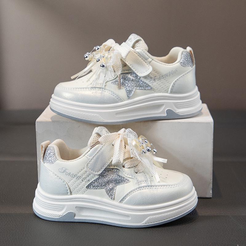 2026 Kids' Cartoon Board Shoes - Spring/Autumn, White Princess Sports Sneakers, Korean Style for Girls