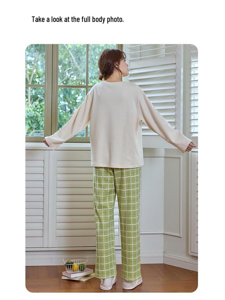 Women's Cotton Striped Two-Piece Long-Sleeve Lounge Set
