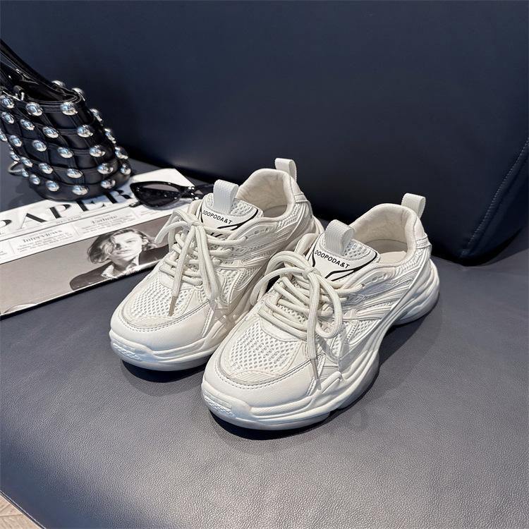 Retro Daddy Shoes Women's Spring  New Style Thick-soled Heightened Color Matching All-match Casual Sports Shoes