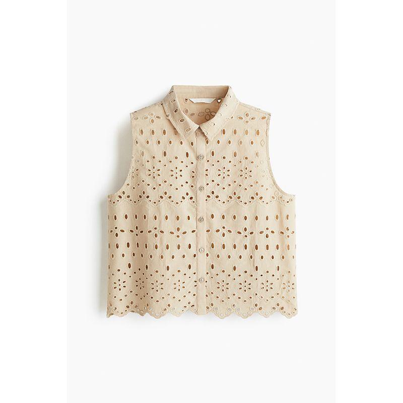 

HM 2025 Summer New Arrival Women s Clothing Cut Out Embroider Shirt 1287255 Beige 175/116