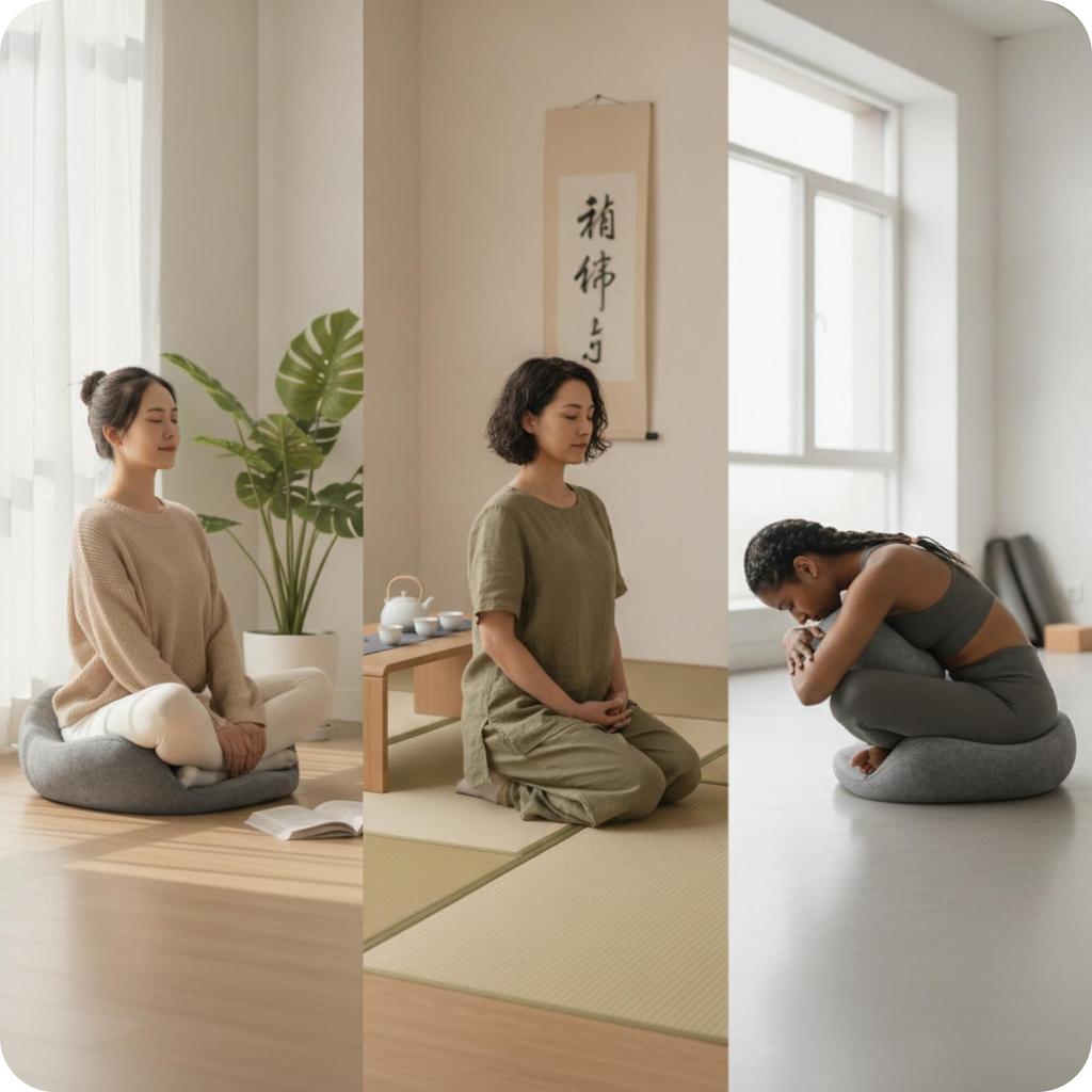 Padded Meditation Seat Memory Foam Cushion Soft Textile Gray