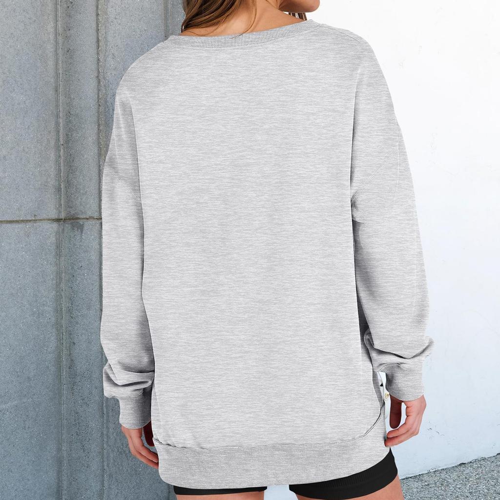 Women's Loose And Comfortable Solid Color V-neck Loose Sportswear Sweatshirt