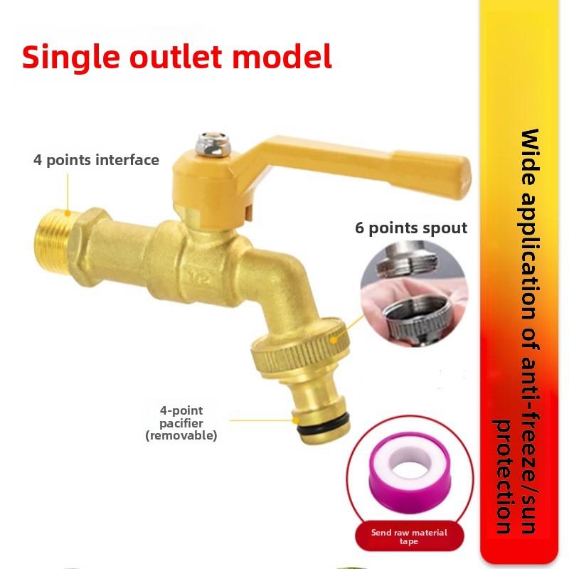 1/2'' Brass Tap Faucet Adapter IBC Water Tank Connector 2-Way 1-Way Garden Hose Joint Irrigation Replacement Fitting Ball Valve