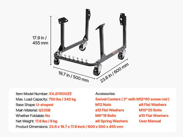 SucceBuy Engine Stand, 750 LBS Engine Motor Stand, Heavy-Duty Steel Motor Holder with 4 Swivel Casters Suitable for Most Engines