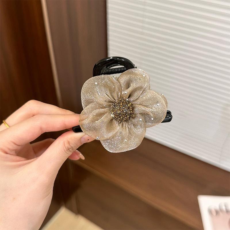 Women Rhinestone Sun Flowers Grab Clip Hair Clip Ponytail Hair Shark Claw Hairpin Girls Hair Accessories