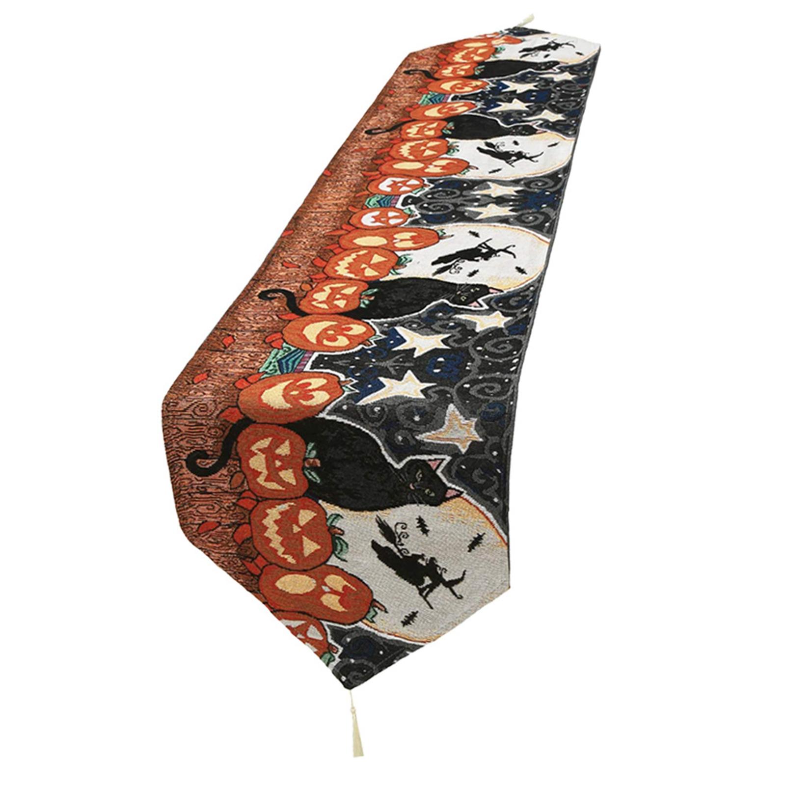 

Скатерть-дорожка из хлопка и льна для украшений на Хэллоуин, для домашнего обеденного стола, 33x180см Black Cat