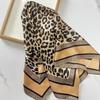 1pcs 70cm Leopard Print Silk Scarf for Women Imitation Silk Light Luxury Versatile Headwear Bag Decoration Clothing Square Scarf