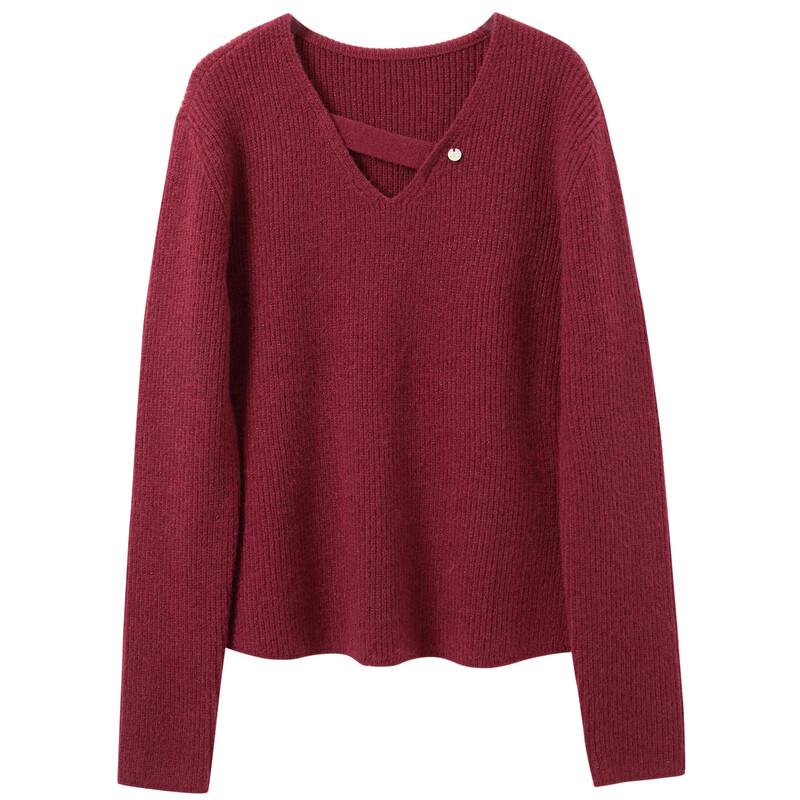 Sancai 2025 Winter V-Neck Shimmer Knit Sweater