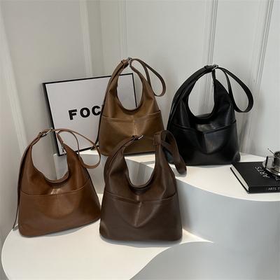 Specially For Ladies Style New Winter Casual Trendy One-shoulder Crossbody Bag Solid Color Commuter Bucket Bag