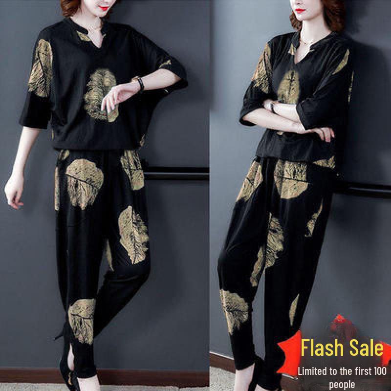 2025 Korean Style Women's Large Size Casual Summer Two-Piece Suit