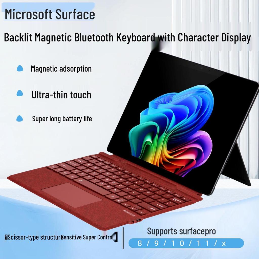 Color Backlit Bluetooth Magnetic Keyboard Case for Microsoft Surface Pro 8/9/10/11/X