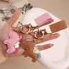 Immediately Rich Hand Rope Keychain, Leather Cartoon Pony Pendant Couple Bag Internet Celebrity Car Keychain