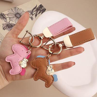 Immediately Rich Hand Rope Keychain, Leather Cartoon Pony Pendant Couple Bag Internet Celebrity Car Keychain