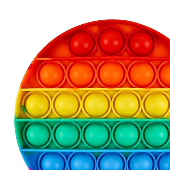 Rainbow Push Bubble Game Stress Anxiety Relief Bubble Popping Game Silicone Bubble Squeeze Sensory Fidget Toy Party Favors
