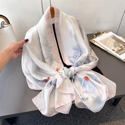 Damen 180x85cm Großer Dünner Schal Druckschals Damen Reise Mode Wickel Design Hijab Strandstolen Dame Foulard Schal Bandana