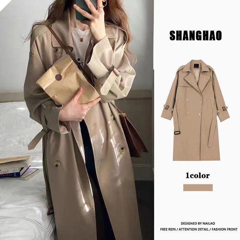 

2025 New Mid-Length Women s Autumn Trench Coat - Chic, Petite, Korean Style L