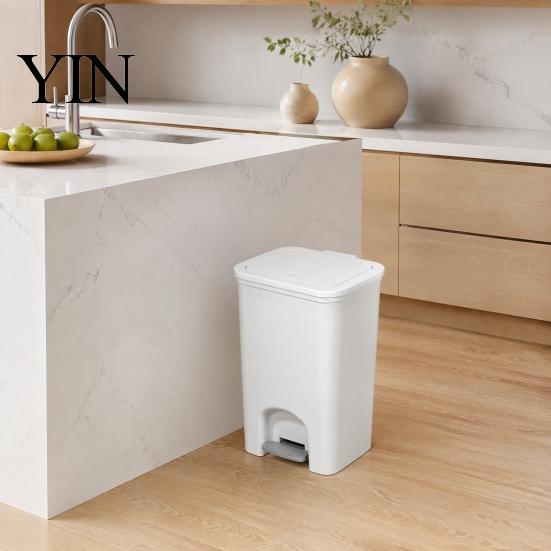 Narrow Trash Can Pedal Can, with Dual-mode Lid, Easy Access Garbage Compact Recycling Bin Odor-proof Slim Solid Color Waste Basket, for Bathroom