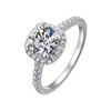 Luxury 925 Sterling Silver Halo Engagement Ring Round Cut Cubic Zirconia Wedding Promise Ring for Women