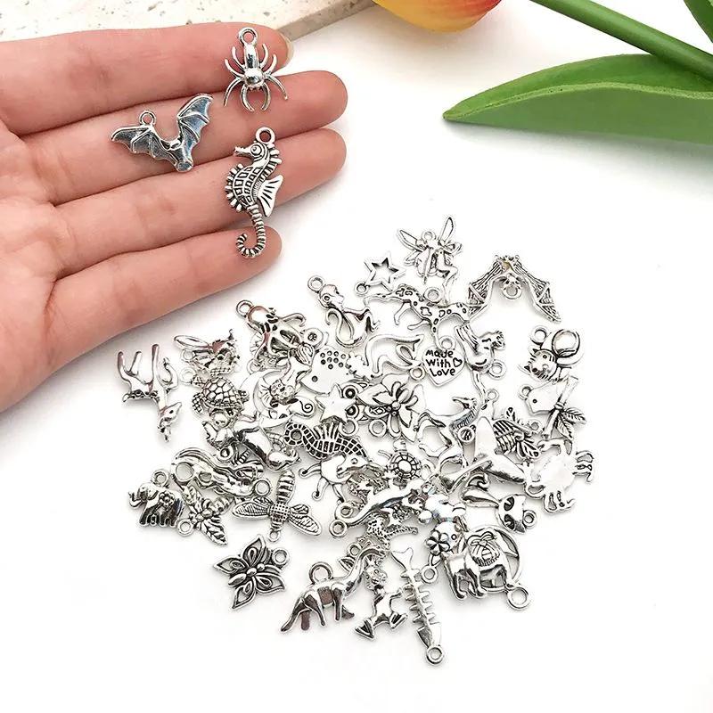 Pendants for needlework and creativity set, silver, 100pcs