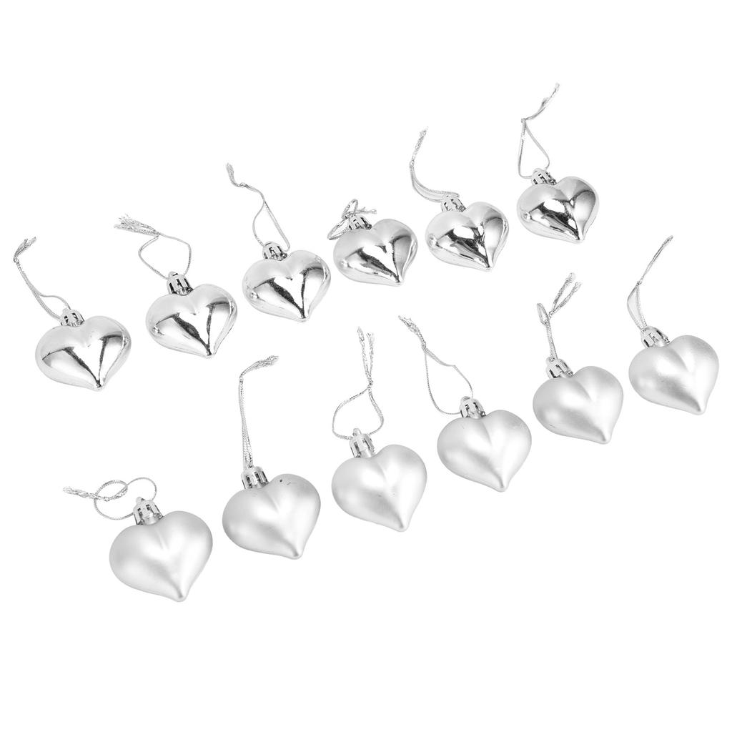 12pcs Christmas Ornament Heart Shape PVC Christmas Tree Hanging Decorations for Valentine"s Day