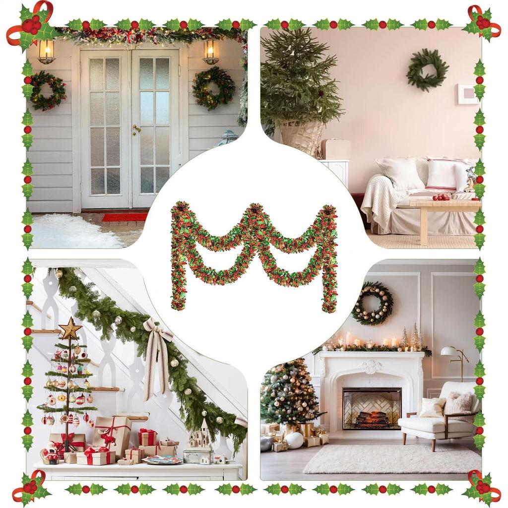 Christmas Tinsel 6.5ft Sparkling Decoration Party Garlands For Party Birthday Halloween Thanksgiving Photo Parties Garlands