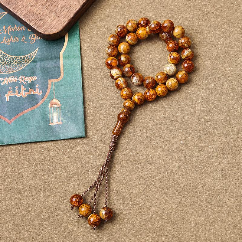 

Ручной работы 33-бусинный браслет-четки с эффектом кракелюра - Мусульманские саудовские молитвенные бусины