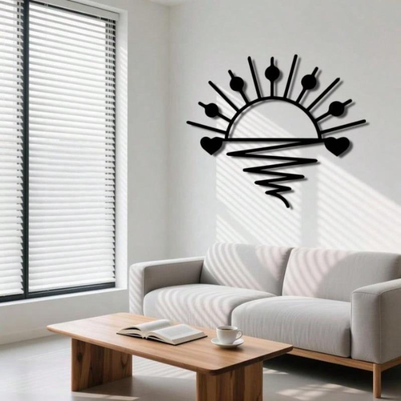 Modern Metal Wall Decor Iron Sunburst Design Easy Hang Adhesive Strips Housewarming Christmas Gift