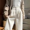 Suit Pants Children's Autumn and Winter New White Velvet Vertical Straight-leg Pants Small Corduroy Wide-leg Pants