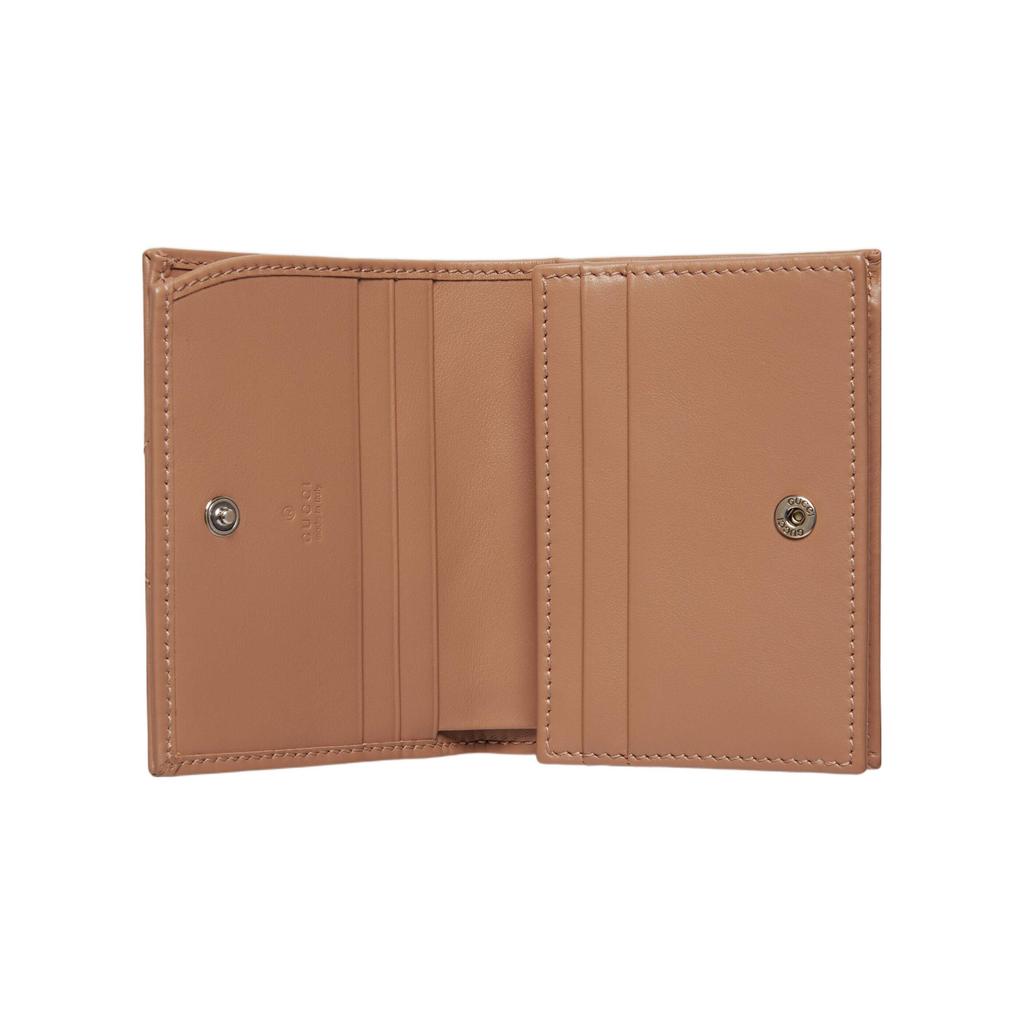 Gucci GG Marmont V Quilted Detail Snap Closure Leather Card Holder Wallet Women wallet Rose-Beige 466492-AABZK-2754