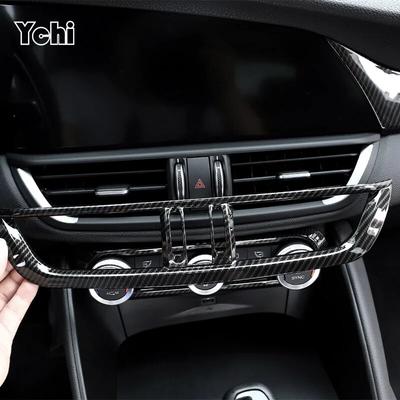 Para Alfa Romeo Giulia Stelvio 2017 2018   ABS Fibra de Carbono Interior del Coche Consola Central Marco de la Rejilla de Ventilación del Aire Acondicionado Moldura