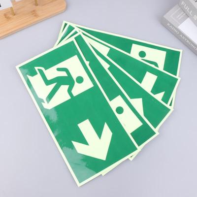 1 Señal de Salida Luminosa - Pegatina de Pared de Seguridad para Evacuación de Emergencia, Indicador Fotoluminiscente de Evacuación contra Incendios con Borde Verde