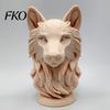 Wildtier Kopf Skulptur 3D Gedruckte Wolf Figur, Realistische Statue mit Runder Basis, für Heim Büro Bücherregal Dekor Dekoration