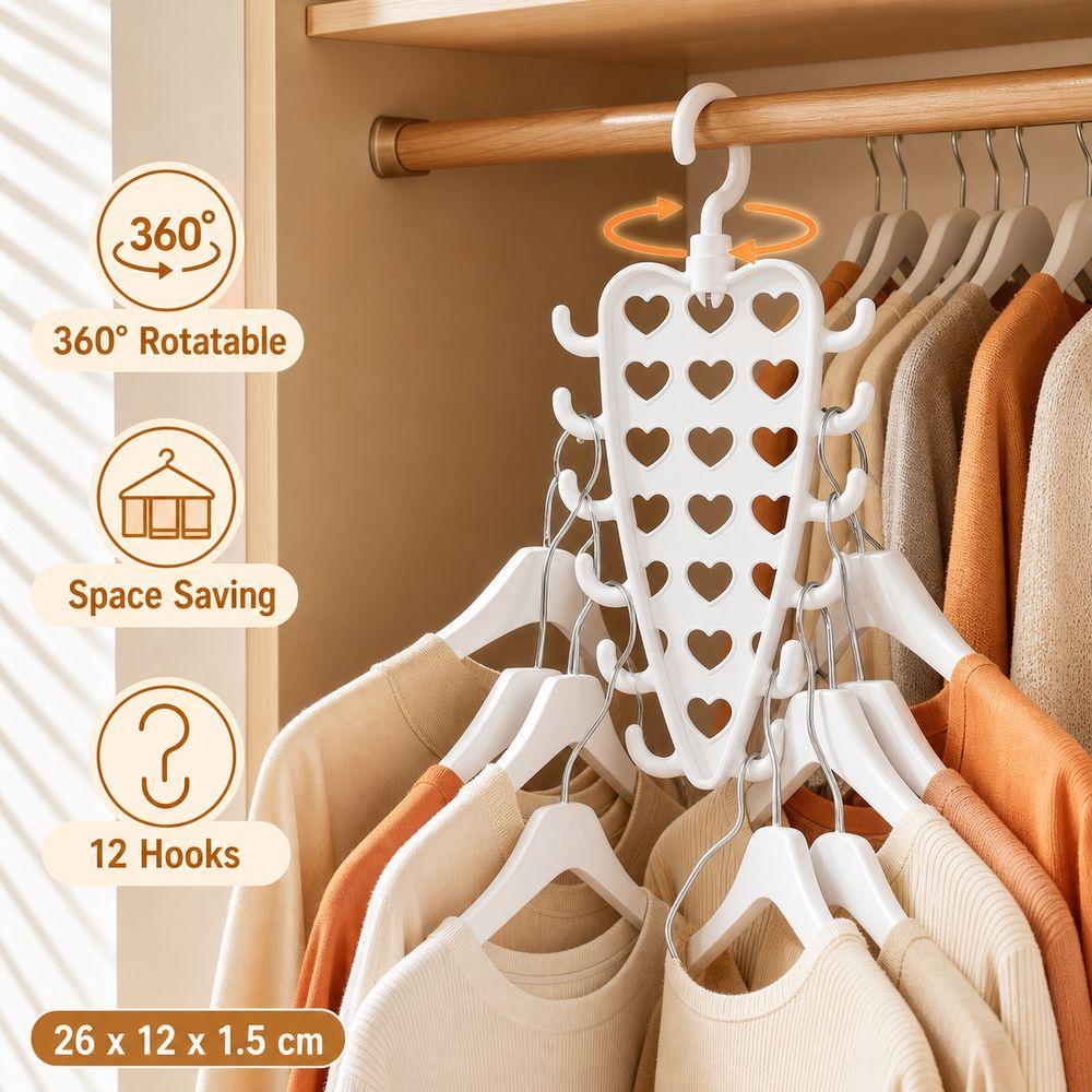 V Shaped Wall Mounted Rack Rotatable Hanger Organizer New Storage Rack for Wardrobe Dorm Room
