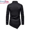 Cozy Up Asymmetric Embroidery Slim Fit Casual Long Sleeve Shirts Mens Western Cowboy Shirt Men Black White Chemise Male Button Up Shirts